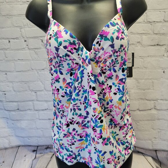 Island Escape Women's Scorpio Floral-Print Twist-Front Tankini Top - Picture 1 of 6
